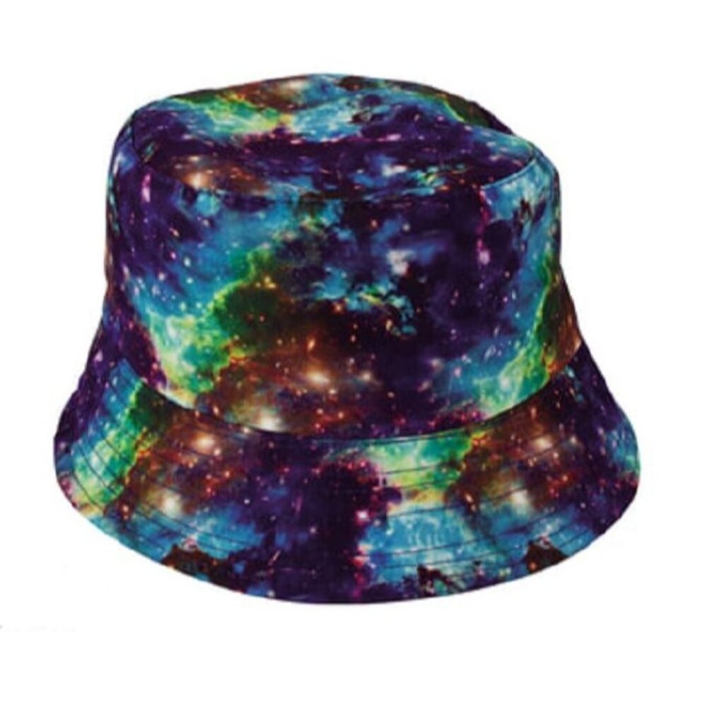 New Space Galaxy Bucket Hat Adult One Size Summer Reversible Cosmos Star Planet